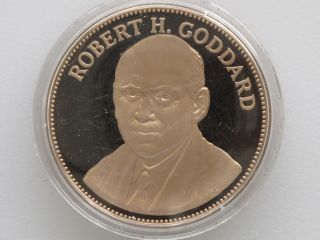 1975 Robert H.  Goddard Bronze Proof Medal Franklin Great Americans D7446 photo