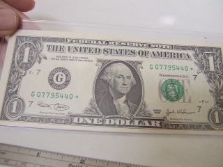 Collectible One Dollar Star Note 2003 Chicago G07795440 photo