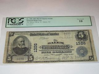 $5 1902 Salem Jersey Nj National Currency Bank Note Bill 1326 Pcgs Graded photo