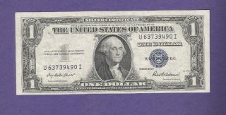 Us Coin Gem Fr.  1615 Coin Currency 1935 F $1 Silver Certificate Sn U 63739490 I photo