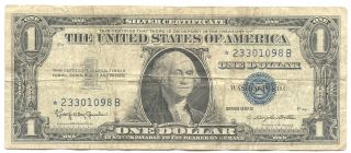 U.  S 1957 B One Dollar Silver Certificate Star Note 1098 photo
