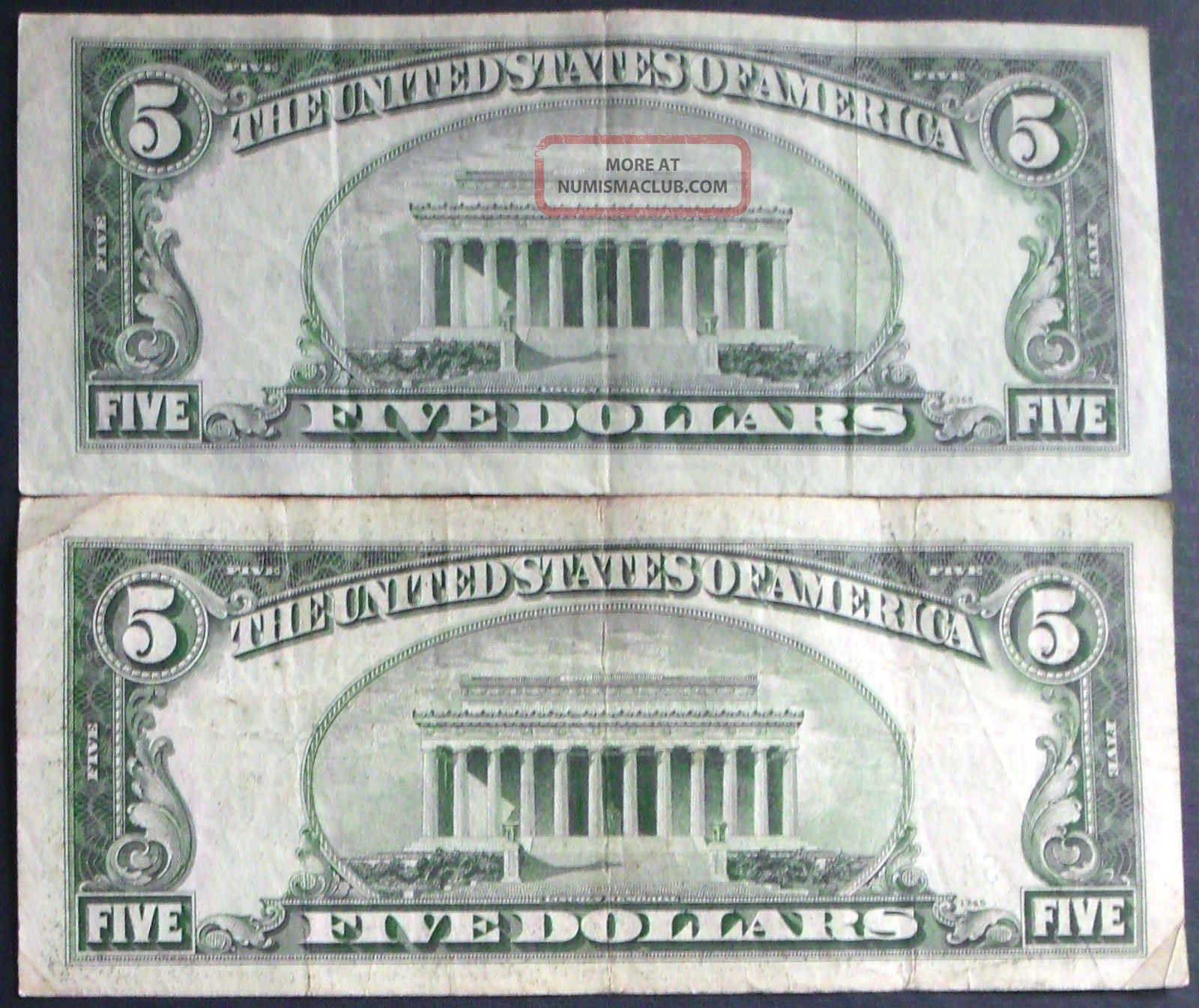 One 1953 $5 One 1934d $5 Blue Seal Silver Certificate (s47609510a)