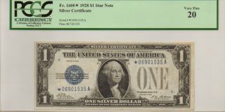 Fr.  1600 1928a $1 Silver Certificate Fancy Back Star Note (pcgs Very Fine 20) photo