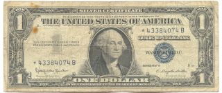 U.  S 1957 B One Dollar Silver Certificate Star Note 4074 photo