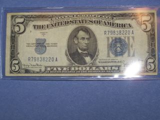 1934d F - 1654 $5.  00 Silver Certificate Vf+ photo