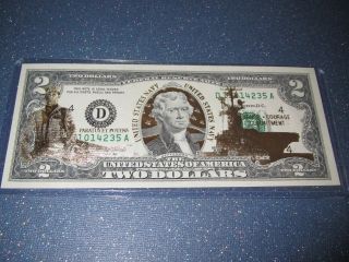 U S Navy $2.  00 Dollar Bill In Gold Hologram. . . photo