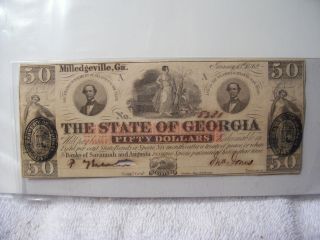 Authentic Obsolete Confederate Georgia $50 Note Currency 1862 Cr 2 A Rarity 2 photo