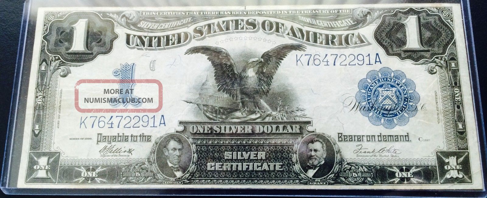 1899 $1.  00 United States Large Size Silver Certificate With Blue Seal Fr 235 Large Size Notes photo