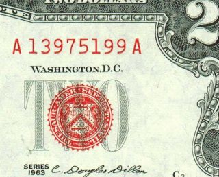 $2 1963 Dollar Red Seal Choice Au More Currency 4 photo