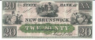 Jersey Brunswick State Bank $20 18xx One Signature G68a Wait 1714 photo
