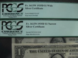 Narrow & Wide Pair 1935d $1 Silver Certificate photo