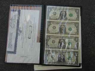 Uncut Sheet 4 X $1 Us One Dollar Uncirculated Money Usa Currency Portfolio photo