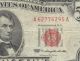 1963 Red Seal $5.  00 United States Note A62776295a Lincoln Five Dollar Bill Small Size Notes photo 2