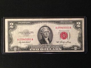 Lacc 1953 $2 Red Seal Jefferson Two Dollar Us Legal Tender Washington Dc photo