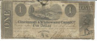 Obsolete Currency Ohio/cincinati & Whitewater Canal Co.  $1 1840 Fine 11031 photo