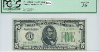 Rare $5 Frn 1934 Dgs Saint Louis Federal Reserve Bank Note Pcgs Currency 586a photo