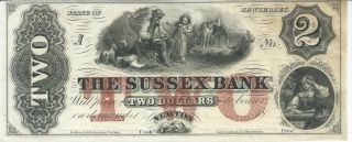 Jersey Sussex Bank $2 Obsolete Currency Note Unissued Unsigned 18xx G20aa photo