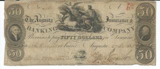 Obsolete Currency Georgia Augusta Insurance Issued $50 183x Very Fine Low 130 photo