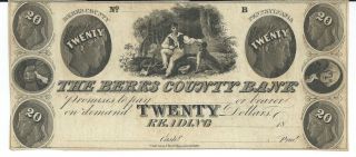 Obsolete Currency Pennsylvania Reading Berks $20 18xx Vf G32 photo