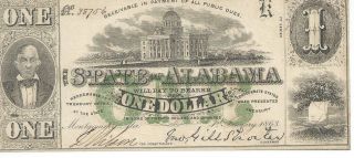 Obsolete Currency Alabama Montgomery $1 Issued 1863 Cu Note 1st Series 38756 photo