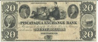 Obsolete Currency Hampshire/portsmouth Piscataqua Bank $20 18xx G12 Note 2 photo