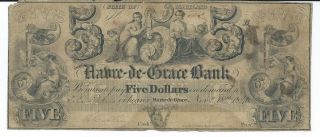 Maryland Havre - De - Grace $5 1846 Obsolete Currency Note Signed Issued G3 5882 photo