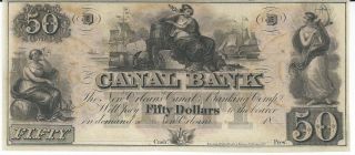 Obsolete Currency Louisiana Canal Bank N.  O.  Unissued $50 18xx Chcu G48a Plate D photo