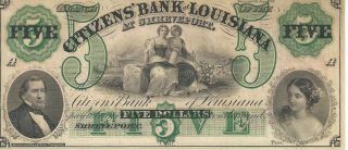 Obsolete Currency Louisiana Shreveport Citizens Bank $5 18xx G60a Cu Plate A photo