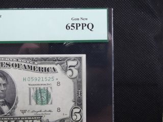 5$ 1950c Very Rare Star Note 720,  000 Printed Pcgs65 Ppq photo
