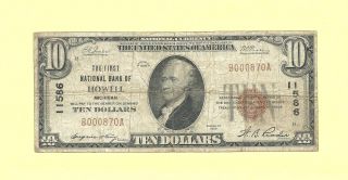 1929 $10 National Banknote 11586 Howell Michigan Type 1 Scarce Issue photo