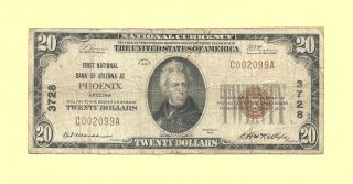 1929 $20 National Banknote 3728 Phoenix Arizona Maricopa Cty Highly Coveted photo