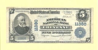 1902 $5 11380 American National Bank Cheyenne Wyoming Tough State photo