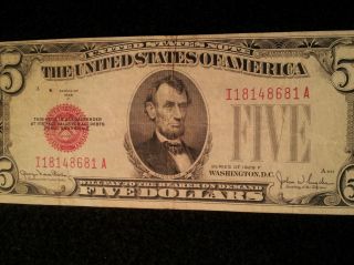 Five 5 Us Dollars Currency 1928f Clark - Snyder Fr 1531 Us Note Circulated photo