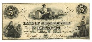 $5 1854 Bank Of Milledgeville Ga Obsolete Note More Currency 4 (s photo