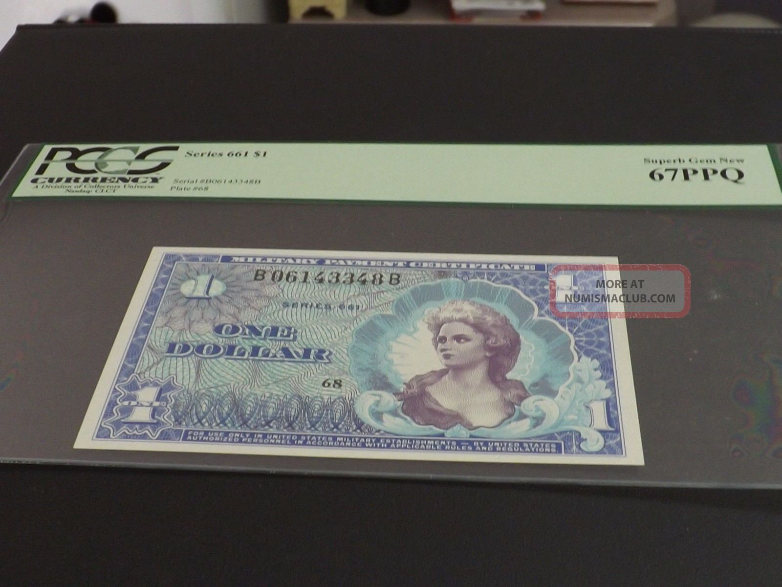 Graded Series 661 Unc $1 One Dollar Military Payment Certificate S h Us ca