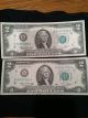 Two 2 Dollar Bills In Sequence 1976 1634 St.  Louis - H Neff - Simon Crisp Unc Small Size Notes photo 1