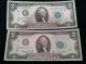 Two 2 Dollar Bills In Sequence 1976 1634 St.  Louis - H Neff - Simon Crisp Unc Small Size Notes photo 3