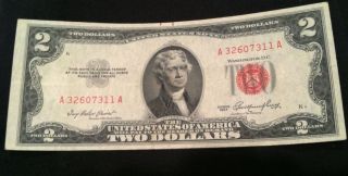 Two 2 Dollar Bills Us Currency 1953 Priest - Humphrey Fr 1509 Us Note Dollars Circ photo