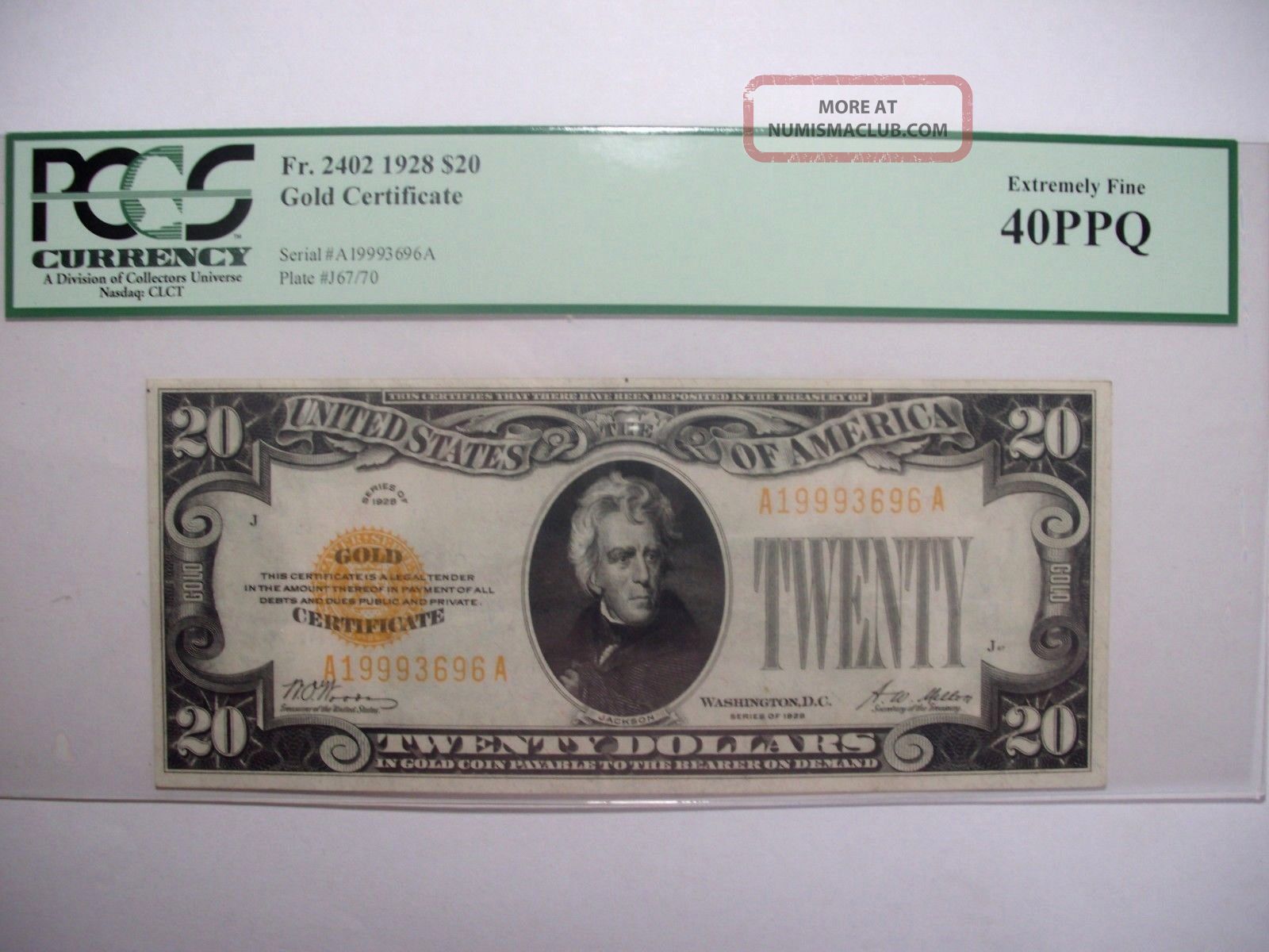 1928 $20 Gold Certificate - Pcgs Extremely Fine 40 Ppq Small Size Notes photo