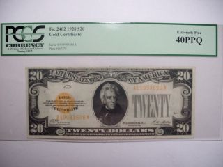 1928 $20 Gold Certificate - Pcgs Extremely Fine 40 Ppq photo