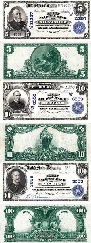 Series Of 1902 Usa $5 Five $10 Ten $100 One Hundred Dollars Copy Replicas photo