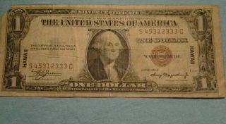 1935a - Wwii - Hawaii Brown Seal1 Dollar Bill Us Cerculated photo