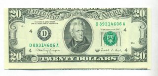 1990 $20 Misaligned Miscut Error Federal Reserve Note Au photo