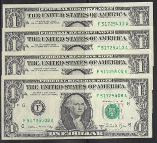 (4) Crisp 1981a Consecutive Numbered $1 Atlanta Frn. photo