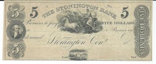 Connecticut Stonington Bank $5 18xx G36 Obsolete Currency Choice Cu Plate A photo