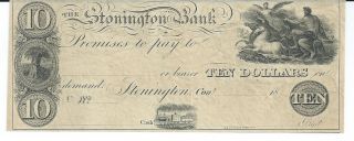 Connecticut Stonington Bank $10 18xx G44 Obsolete Note Choice Cu Plate C photo