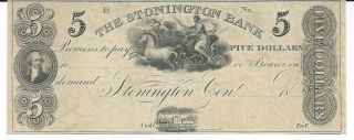 Connecticut Stonington Bank $5 18xx G36 Obsolete Currency Choice Au Plate B photo