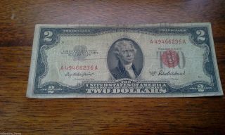 1953 A $2 Red Seal Us Bank Note photo