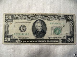 Series 1950d Twenty Dollar Bill - Federal Reserve Note (bank Of York) photo