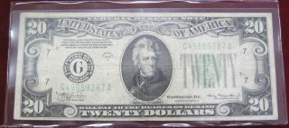 1934 A $20 Twenty Dollar Federal Reserve Note Paper Money Currency (531a) photo